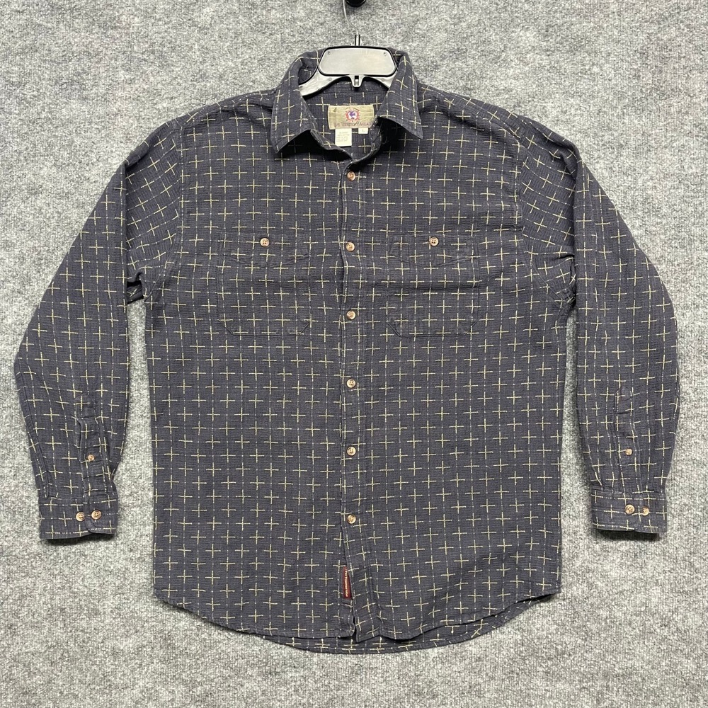 The Territory Ahead Shirt Mens Large Navy Cross Pattern Geometric Button Down